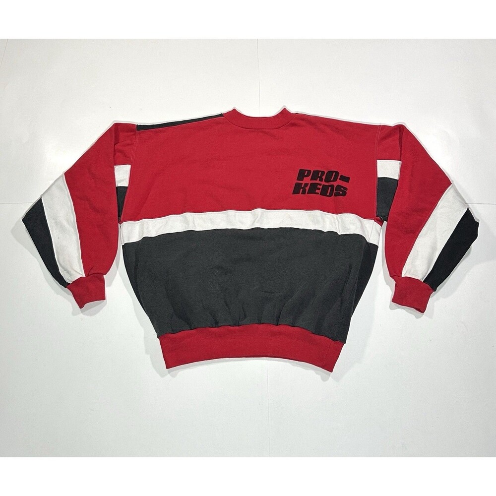 Vintage 80s Pro Keds Sweatshirt Colorblock Crewneck Size Medium Basketball Shoes